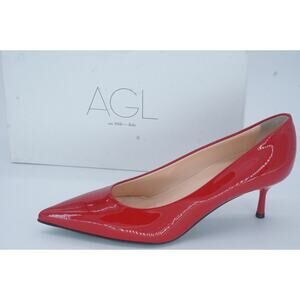 AGL Virna Red Patent Leather Ponted Toe low Heel High Pumps SZ 39.5 NIB $425